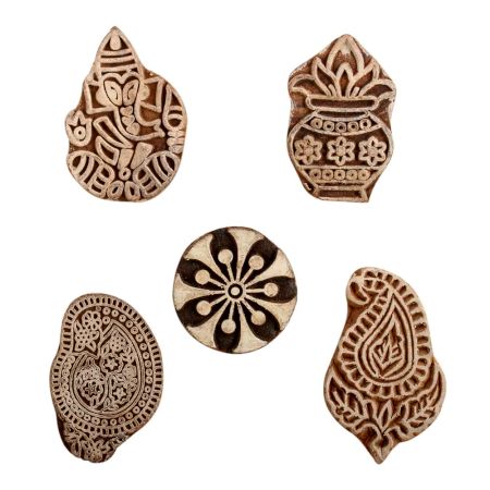 Set of 5 Piece New Mix Wooden Printing Block